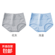 內褲女士抗菌中老年純棉媽媽高腰短褲女抑菌全棉胖mm大碼三角褲頭 2條裝（花灰+淺藍） 2XL （130-150斤）