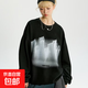 衛(wèi)衣男女同款情侶秋冬2025新款潮流寬松圓領(lǐng)套頭長袖女百搭休閑 港元素BK25薄款黑色 XL
