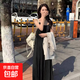 吊帶黑色夏季2025長(cháng)裙時(shí)尚遮肉氣質(zhì)女裝連衣裙顯瘦純色寬松 黑色 2XL 建議【140-155斤】