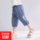 童裝男女童運(yùn)動(dòng)褲子夏季新款冰絲兒童七分褲寶寶休閑褲網(wǎng)紅時(shí)髦 藍(lán)色 【大山D48】 150