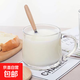 【采銷(xiāo)推薦】玻璃水杯牛奶杯早餐大肚杯帶蓋勺咖啡泡茶杯簡(jiǎn)約啤酒 簡(jiǎn)約杯+木柄勺 350ml 1只