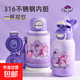 迪士尼兒童保溫杯男女孩上學(xué)專用幼兒園雙飲水杯小學(xué)生吸管水壺 小馬寶莉053紫色（580毫升）