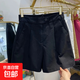 【加大碼】夏季新款女裝胖妹妹闊腿褲寬松短褲夏季休閑薄款五分褲 黑色【優(yōu)質(zhì)面料】 2XL 建議130-145斤