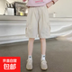 工裝短褲女童外穿夏季薄款速干褲子夏裝中褲2025新款中大童五分褲 t15米色 150