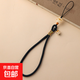 菩提招財貓手機鏈手腕式掛鏈吊墜掛件精致防丟防摔手機殼U盤(pán)掛繩 黑色-長(cháng)款