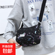 休閑單肩包多層包包女布媽媽包中年背包帆布斜挎手機包云8816 黑色