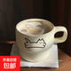 新款疊疊杯可愛(ài)卡通貓咪創(chuàng)意陶瓷馬克杯學(xué)生家用宿舍咖啡陶瓷杯 奶油色 1個(gè) 280ml 原創(chuàng)小貓疊疊杯