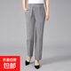 【棉麻】女裝夏季寬松大碼直筒休閑長(zhǎng)褲媽媽褲子女中老年夏裝 深灰色 3XL 推薦130-145斤