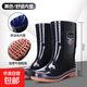 雨鞋男高筒防水勞保雨靴水鞋男勞保雨靴春釣魚(yú)保暖耐磨廚房防滑鞋 【勞雨盾】393中筒黑色 42