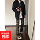 美式復(fù)古迷彩牛仔褲男春秋季顯瘦高街cleanfit微喇直筒休閑長(zhǎng)褲子 迷彩 M 【建議95-110斤】