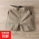 男士短褲夏季棉質(zhì)運動(dòng)透氣三四分褲純色休閑直筒大褲衩西裝短褲男 卡其色 32