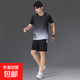 運動(dòng)套裝男2025夏季T恤薄款跑步訓練速干衣健身衣服短袖短褲夏天 黑灰套裝【新款速干透氣】 L