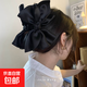 大蝴蝶結(jié)緞面發(fā)夾盤(pán)發(fā)抓夾大號(hào)發(fā)量多鯊魚(yú)夾秋季感韓國(guó)發(fā)抓女 黑色.