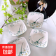 陶瓷飯碗高顏值小清新水仙花沙拉碗翹腳碗四角碗元寶碗餐具碗飯碗 草綠色 20cm 2個(gè)