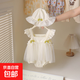 女寶寶連衣裙2025夏季新款一歲嬰兒衣服夏裝連體衣新生兒百天哈衣 米白色 66cm