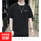 啄木鳥(niǎo)純棉短袖t恤男士圓領(lǐng)體恤夏季薄款潮流寬松休閑半袖 2017黑色 2XL 推薦【140-160斤】