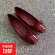 不累腳隱形內(nèi)增高小個(gè)子2025春夏季高跟鞋淺口瑪麗珍紅色單鞋女 酒紅色 36