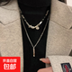雙層疊戴條形圓牌項鏈女2025年新款爆款甜酷配飾小眾高級感毛衣鏈 銀色雙層疊戴項鏈【1條裝】