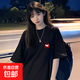 五分袖t恤女2025夏季新款潮流百搭寬松正肩上衣學(xué)生半袖體恤潮SN 左側(cè)沙發(fā)小貓五分袖圓T黑色 2XL