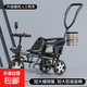 兒童雙人三輪車(chē)1-3-6歲嬰幼兒手推車(chē)輕便式自行車(chē)童車(chē) 騎行款雙人黑架鈦空輪+后護欄