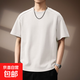 300斤棉美式重磅加肥加大短袖t恤男夏季新款純色胖子T恤半袖上衣 T57白色 2XL 體重135-155斤