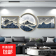 沙發(fā)背景墻掛畫(huà)高級感墻面裝飾輕奢山水畫(huà)新款高檔大氣客廳裝飾畫(huà) 九魚(yú)聚財 80*60/80*80/80*60(尊貴黑框)