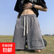 夏季新款運動(dòng)休閑寬松直筒美式透氣五分褲男士潮流百搭籃球短褲 灰色 【K180】 XL