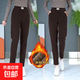 燈芯絨加厚高腰蘿卜褲女2024秋冬季新款抽繩休閑長(cháng)褲直筒褲女褲子 【R字母標】加絨加厚-咖色 XL/建議【120-135斤】
