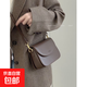 馬鞍包女2025新款高級(jí)感真皮豆腐小方包復(fù)古百搭單肩斜挎包 黑色/
