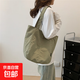 文藝防水尼龍帆布包休閑單肩包純色簡(jiǎn)約輕便通勤小眾大容量托特包 綠色