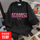 100%純棉印花短袖t恤女美式復古夏季寬松oversize牌高街情侶裝CY 46PXZH黑色 M  建議95-110斤