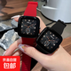 【情侶同款】手表女高級感冷淡風(fēng)小眾休閑時(shí)尚復古簡(jiǎn)約情侶閨蜜表 紅色表帶
