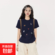 純棉字母印花短袖正肩t恤女修身顯瘦美式辣妹上衣夏GXXX11-50325 藏青色（高質(zhì)量印花款） XL