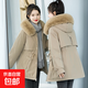 派克服冬季新款大毛領(lǐng)連帽棉衣保暖棉服外套女加絨加厚中長(cháng)款棉襖 卡其色 XL【125-140斤】