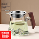 玻璃公道杯茶漏套裝實(shí)木側把分茶器家用泡茶杯木把玻璃分茶器水杯 【透明】木把公道杯+304卡漏