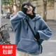 【可愛保暖】羊羔絨衛(wèi)衣連帽外套 CREA連帽加絨衛(wèi)衣藍(lán)色 2XL