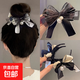蝴蝶結丸子頭抓夾春夏氣質(zhì)頭飾后腦勺盤(pán)發(fā)神器發(fā)卡高級感馬尾發(fā)夾 黑色珍珠網(wǎng)紗