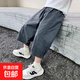 男童夏款褲子2025新款兒童短褲夏季薄款中大童男孩酷帥防蚊七分褲 YLL-T02【灰色】 160