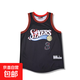 美式復古大網(wǎng)眼球衣男女麥迪哈達威皮蓬羅德曼籃球潮流背心 LNF 2328#76人艾弗森黑色 L (120-140斤）