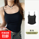 【純棉帶胸墊】小吊帶背心女帶胸墊內搭可外穿黑色美背打底上衣 黑色 均碼 (80斤-135斤)