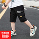 男童夏款寶寶純棉寬松工裝短褲兒童夏季褲子中大童休閑運(yùn)動(dòng)五分褲 黑色 140