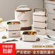 不銹鋼保溫飯盒上班族學(xué)生微波爐加熱專用大容量帶飯分隔便當(dāng)餐盒 米白色【食用級(jí)不銹鋼】 加厚【四層套裝】配餐具+保溫袋