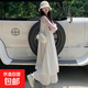 吊帶連衣裙女2025夏季法式設計感小眾氣質(zhì)寬松顯瘦背心裙子D1385 白色 2XL 【130-145斤】