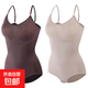 大碼收腹緊身連體塑身衣吊帶強效塑形提臀束腰束腹新款三角連體衣 咖色+膚色-優(yōu)惠2件裝 S (建議105-120斤)