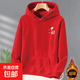 中國風(fēng)衛衣男女情侶裝加絨加厚連帽外套秋冬季連帽上衣 左側中國連帽加絨衛衣紅色 L