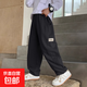 男童褲子春秋裝兒童休閑褲2025新款中大童春季長(cháng)褲男孩寬松運動(dòng)褲 SP-T182【黑色】 160