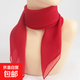 仿真絲小方巾女純色韓版圍脖薄款雪紡領(lǐng)巾正方形裝飾圍巾舞蹈絲巾 紅色