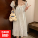 云朵棉帶胸墊睡裙女夏季甜美公主風(fēng)睡衣家居服可外穿長(cháng)裙蕾絲花邊 006藍色 2XL