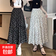 2025小個(gè)子碎花a字裙春夏新款溫柔風(fēng)淑女風(fēng)半身裙中長(cháng)裙子 白色 L