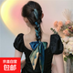 法式搭配襯衫長(cháng)條絲巾綁包手柄包包絲帶高級感發(fā)帶女綁發(fā)飄帶領(lǐng)巾 青山綠水
